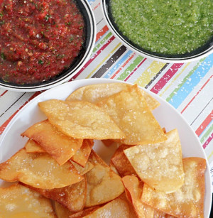 homemade lime tortilla chips and salsa