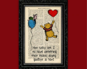 Winnie the Pooh Piglet How Lucky Ar t Print - E H Shepard Art Quotes ...