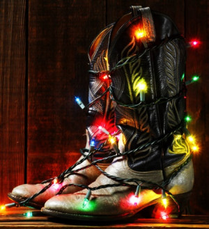 Christmas lights on boots. I would like this in b