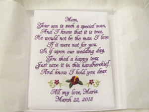 Mother of the Groom Wedding Handkerchief, Personalized Wedding Hankies