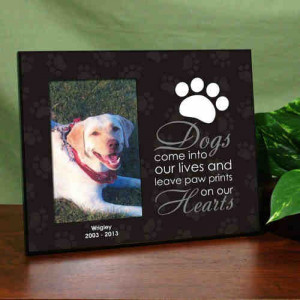 Personalized Dog Memorial Photo Frame Paw Prints on Our Heart Dog ...