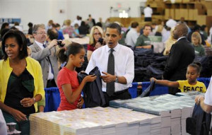 Image: Barack Obama, Michelle Obama with daughters Sasha and Malia