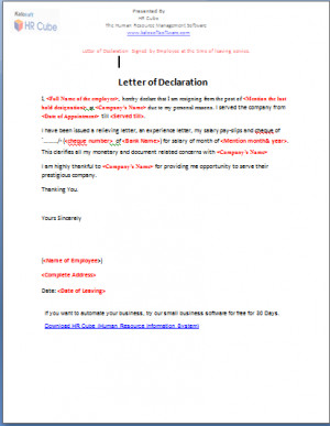 Sponsorship Declaration Letter Templates