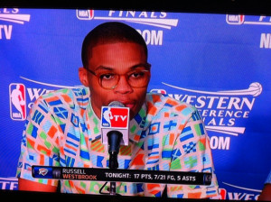 Man what is Russell Westbrook thinking putting that shirt on.
