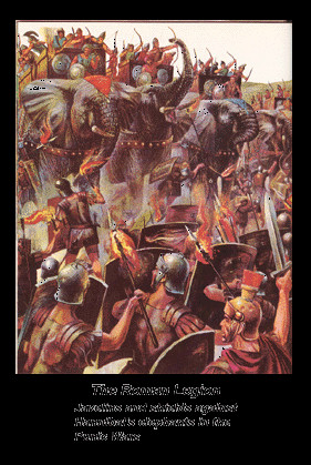 Roman legion facing Hannibal's elephants