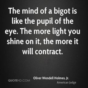 Oliver Wendell Holmes, Jr. - The mind of a bigot is like the pupil of ...