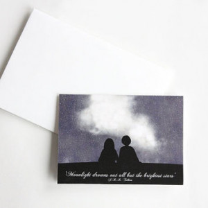 night sky with a Tolkien quote illustrated Valentine card Thank you ...