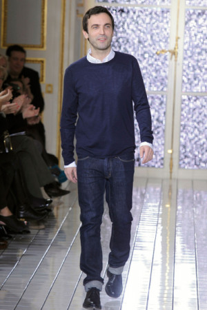 Nicolas Ghesquiere on the runway at the Balenciaga fashion show during ...