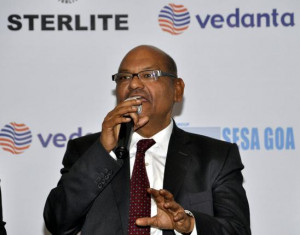 Anil Agarwal, Chairman, Vedanta Group, addressing a press conference ...