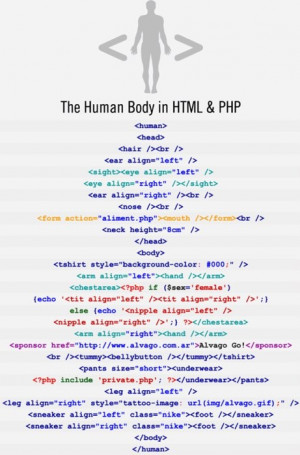 The human body in html and php.