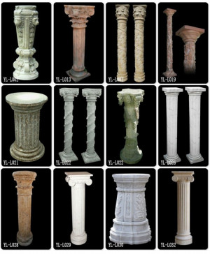 White Woking Woman Marble Statue Roman Pillars Outdoor Columns YL