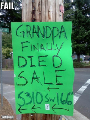 Garage Sale Sign FAIL