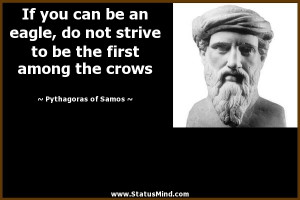 If you can be an eagle, do not strive to be the first among the crows