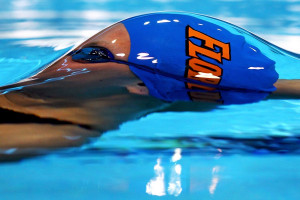 Trish Regan in the 200m backstroke at the swimming trials