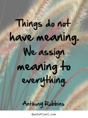 ... do not have meaning. we assign meaning to.. - Inspirational quotes