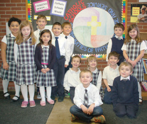 First and second graders at St. Basil School are shown above.
