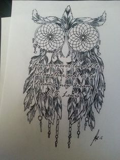 Not really a fan if Owls but this is legit! Owl dream catcher tattoo!