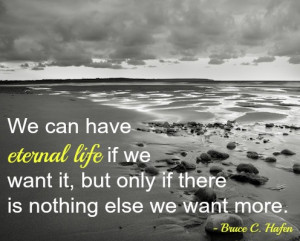 sandy beach with quote about eternal life from Bruce Hafen