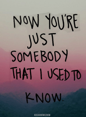Now you're just somebody that I used to know. - Kushandwizdom