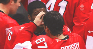... vs. Sweden: PK Subban and Sidney Crosby are pleased with the win