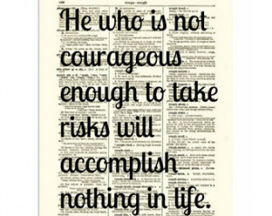Print, Courage Quote, Text Art, Vintage Dictionary Page, /Motivational ...