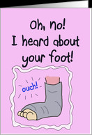 Broken Injured Foot Get Well Soon Paper Greeting Note Card - Product ...