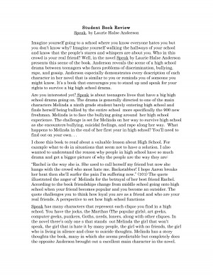 ... Book Review Speak, by Laurie Halse Anderson - PDF - PDF by ruj15698