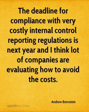 Andrew Bernstein - The deadline for compliance with very costly ...