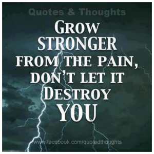 Grow stronger from the pain, don't let it destroy you.