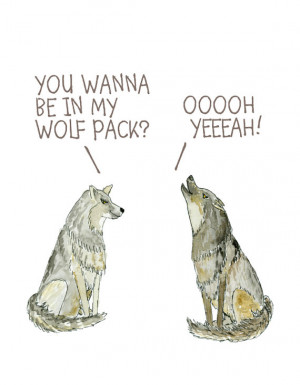 Wolf pack, the Hangover quote, birthday friendship, ink and watercolor ...