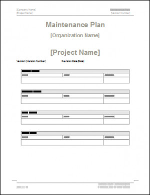 Maintenance Plan Template