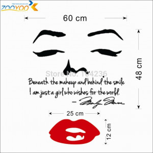 hot selling marilyn monroe quotes wall stickers zooyoo8002 bedroom ...