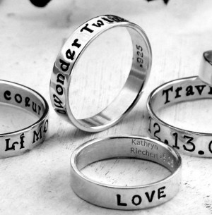 ... Ring hand stamped with your message -- Sterling Silver Posey Ring