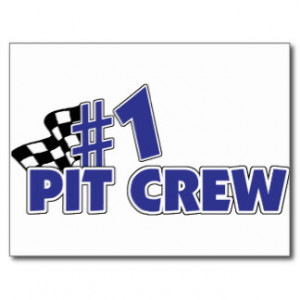 Pit Crew Checkered Flag Postcard