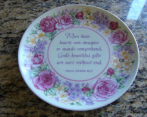... Floral Plate Gibson Greetings Inspirational Quote Helen Steiner Rice