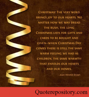 Christmas! The very word bring joy to our hearts. No matter how we may ...