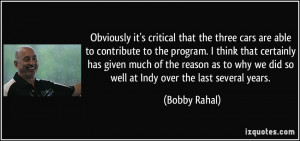 Obviously it's critical that the three cars are able to contribute to ...