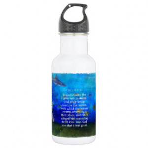 Genesis 1:21 Nature themed Bible Verses about SEA 18oz Water Bottle