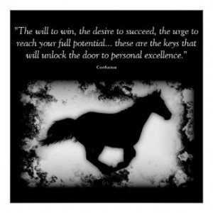 Galloping Horse with Confucius quote Posters