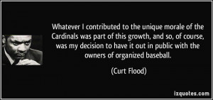 ... it out in public with the owners of organized baseball. - Curt Flood