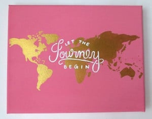 Quote Canvas Painting, Pink and Gold Canvas, Let the Journey Begin ...