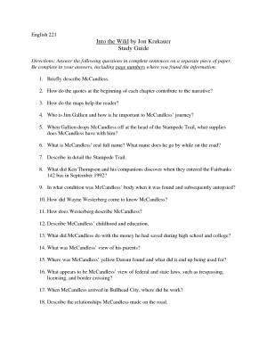 Into the Wild by Jon Krakauer Study Guide