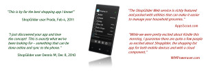 Customer quotes about Shopglider mobile Windows Phone application