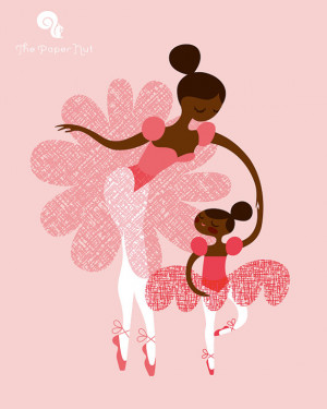 ballerina mother and daughter / sisters. african american/ethnic. pink ...