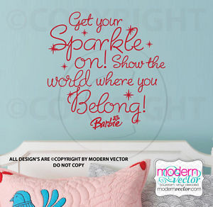 Barbie-Quote-Vinyl-Wall-Decal-Lettering-Girl-Room-Get-Your-Sparkle-On ...