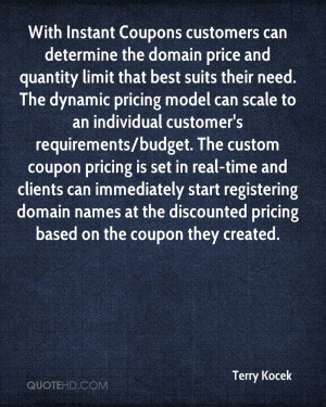 With Instant Coupons customers can determine the domain price and ...