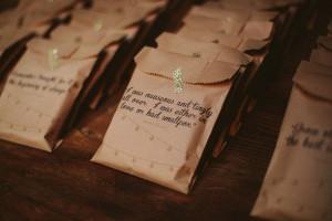 favor bags with love quotes from film // photo by ArrowAndApple.com