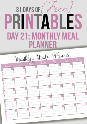 Monthly Meal Planner Printable (Day 21)