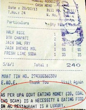 UPA Restaurant Joke Bill Mumbai Eating money
