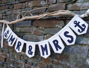 Nautical MR & MRS Banner with Anchor Detail. Beach Wedding Decor ...